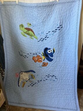 Pottery Barn Kids Finding Nemo Quilt Twin Disney Dory Bedding Blue Ocean
